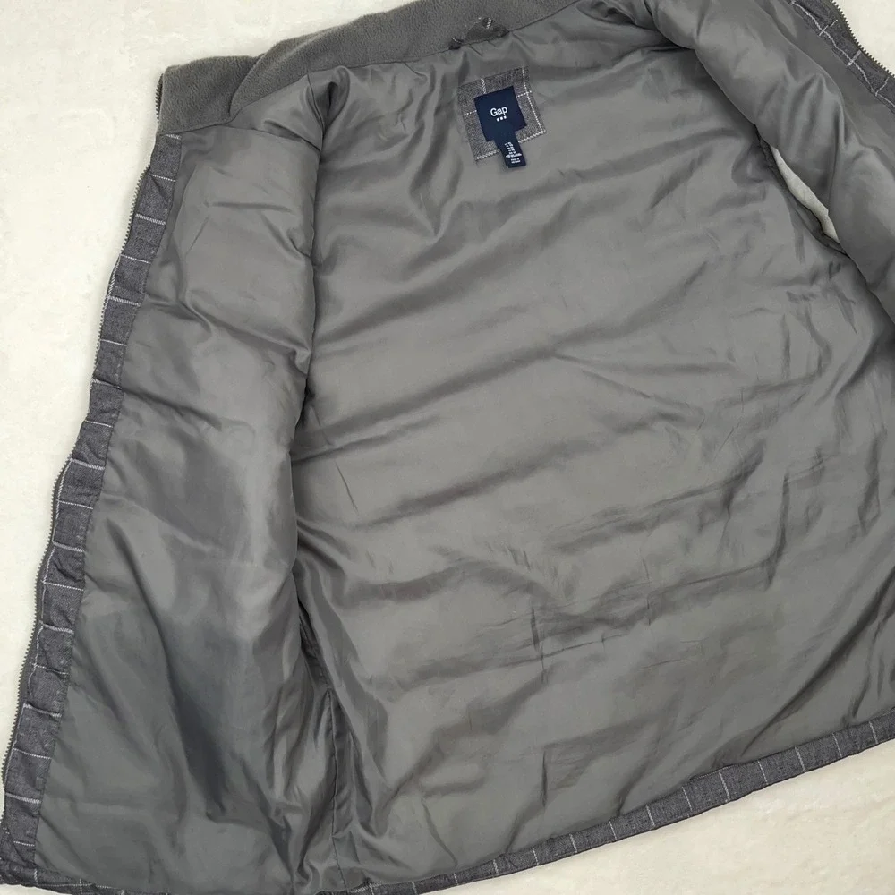 GAP Puffer Vest Full Zip Men's XL Quilted Lined‎ Sleeveless Outerwear Gray Grid
